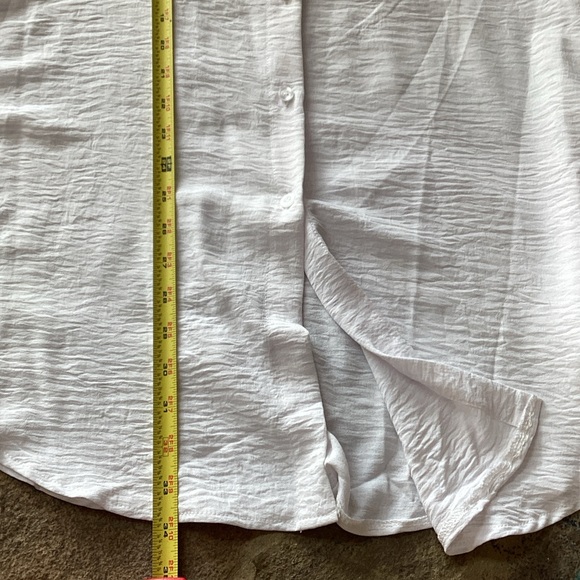 White oversized evil eye sequin blouse tunic coverup XL - Picture 6 of 7